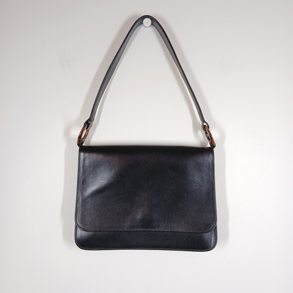 Carrie Forbes Shoulder Bag Women Black Leather Flap Classic Minimalist